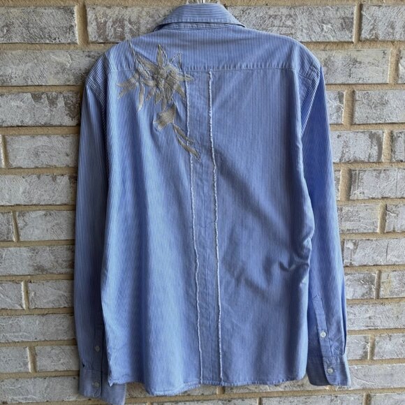 J. C. Rags Long Sleeve Striped Embroidered Button Up Shirt Men's Size L - Picture 2 of 9